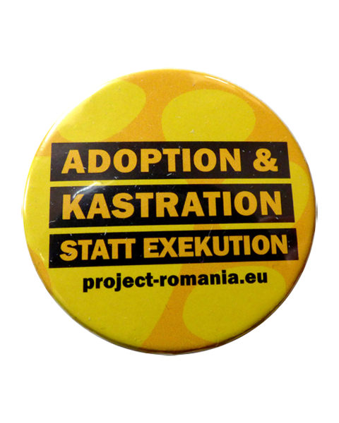 Button "Adoption & Kastration statt Exekution"