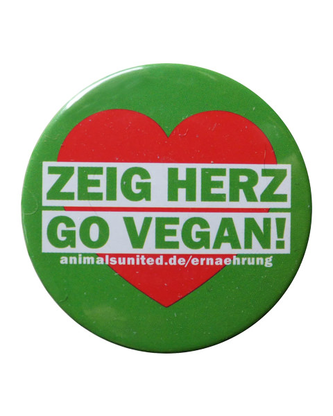 Button "Zeig Herz, go vegan"